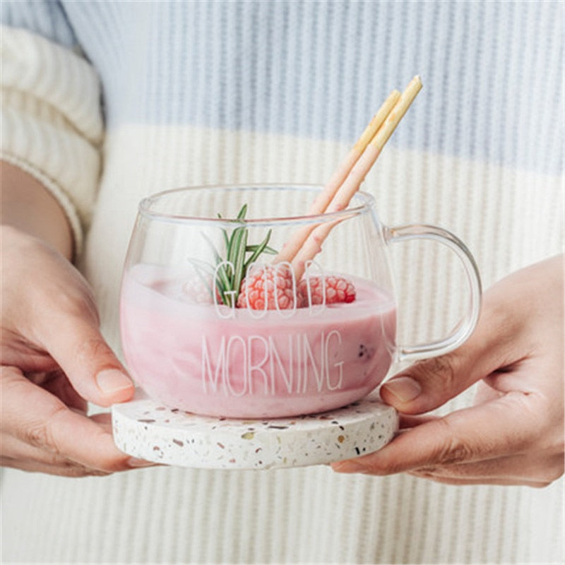 Caneca de Vidro para Café, Chá, Leite, Iogurte